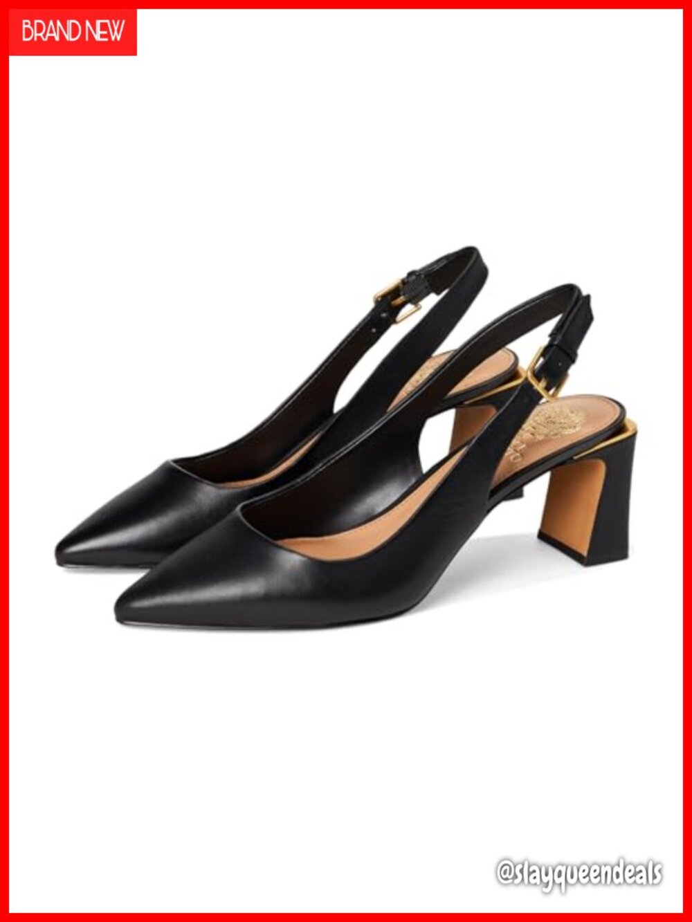 Leather Slingback Block Heel Pump Cushioned Insole